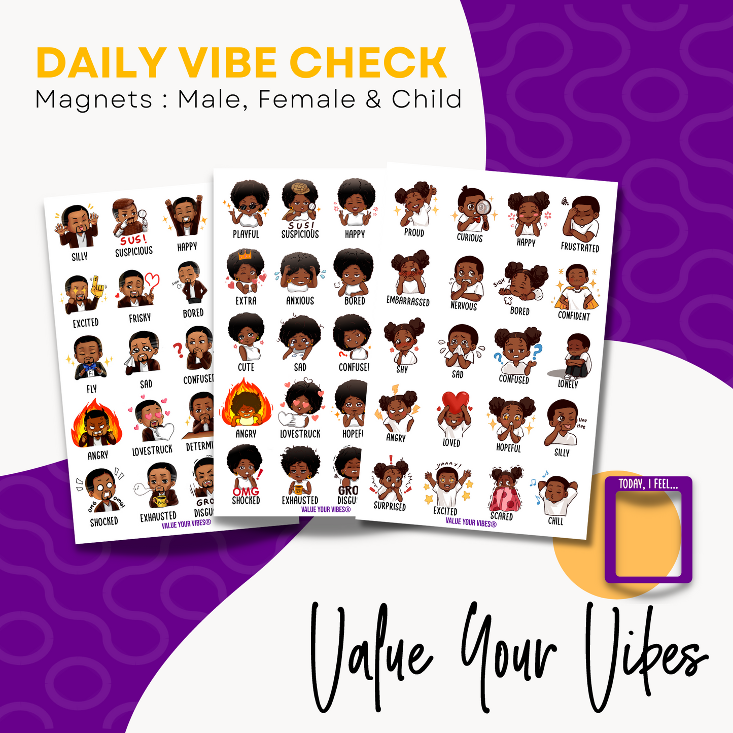 Daily Vibe Check Magnet Bundle (Set of 3 - Male, Female, Child)