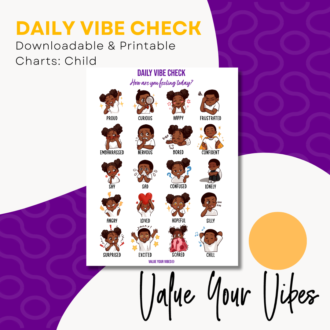 Daily Vibe Check Downloadable & Printable Charts - Child