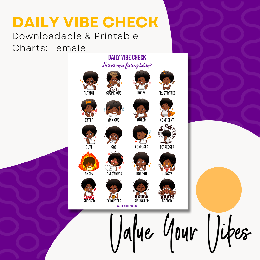 Daily Vibe Check Downloadable & Printable Charts - Female