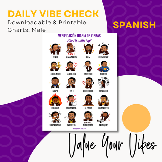 Daily Vibe Check Downloadable & Printable Charts [SPANISH] - Male