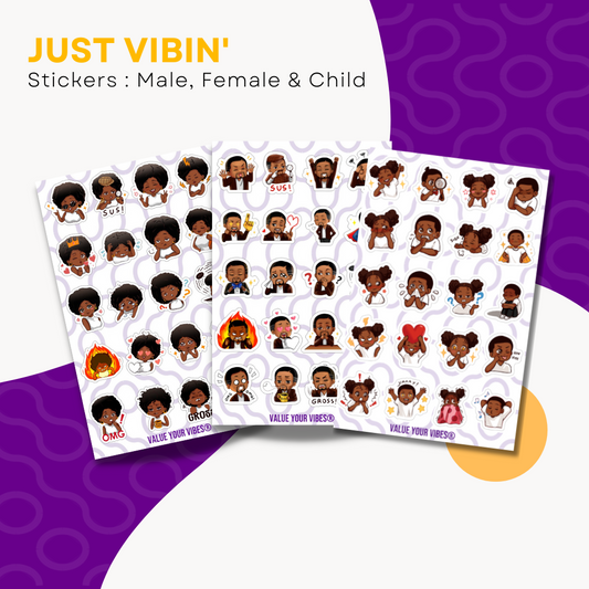 Just Vibin' Stickers - 5-Sheet Pack