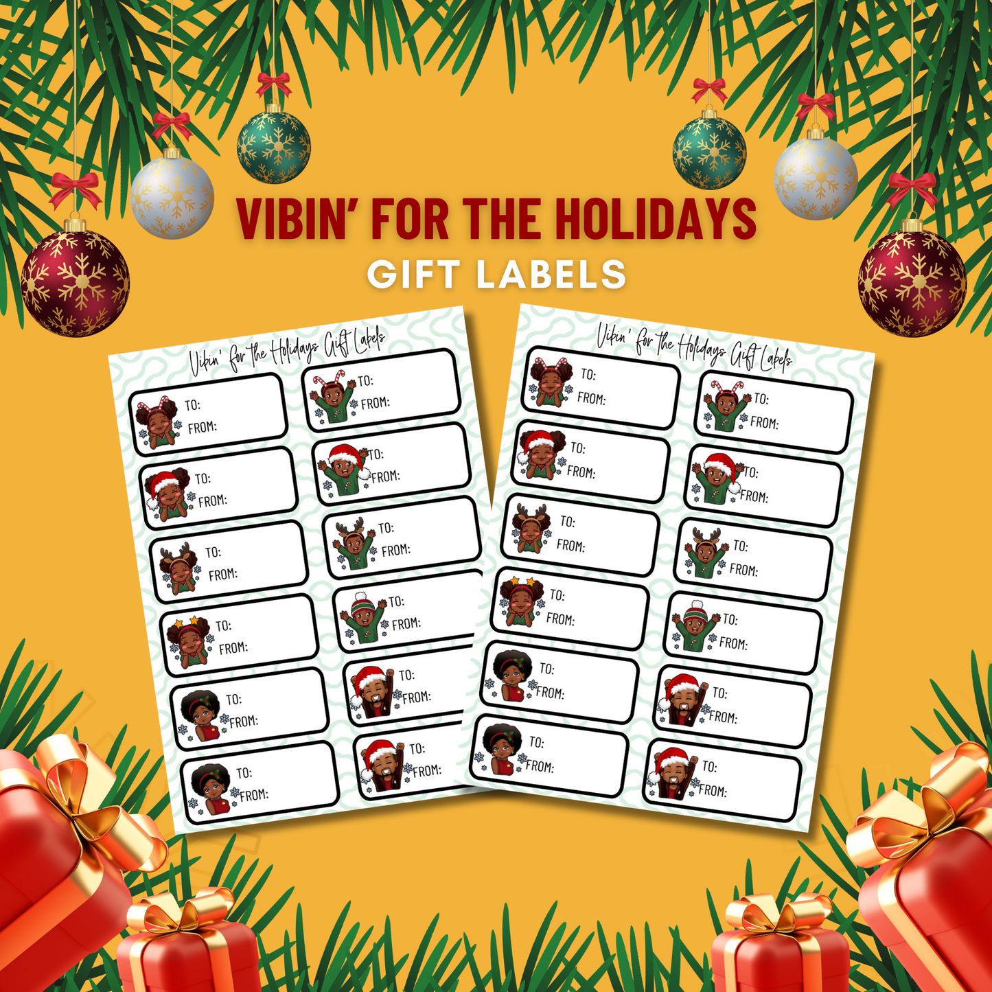 Vibin' for the Holidays Gift Labels - 2 Sheet Pack