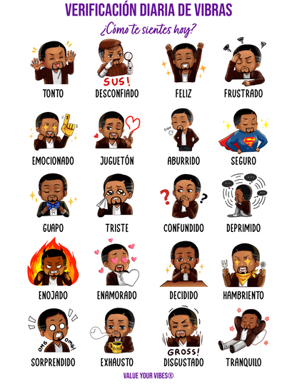 Daily Vibe Check Downloadable & Printable Charts [SPANISH] - Male