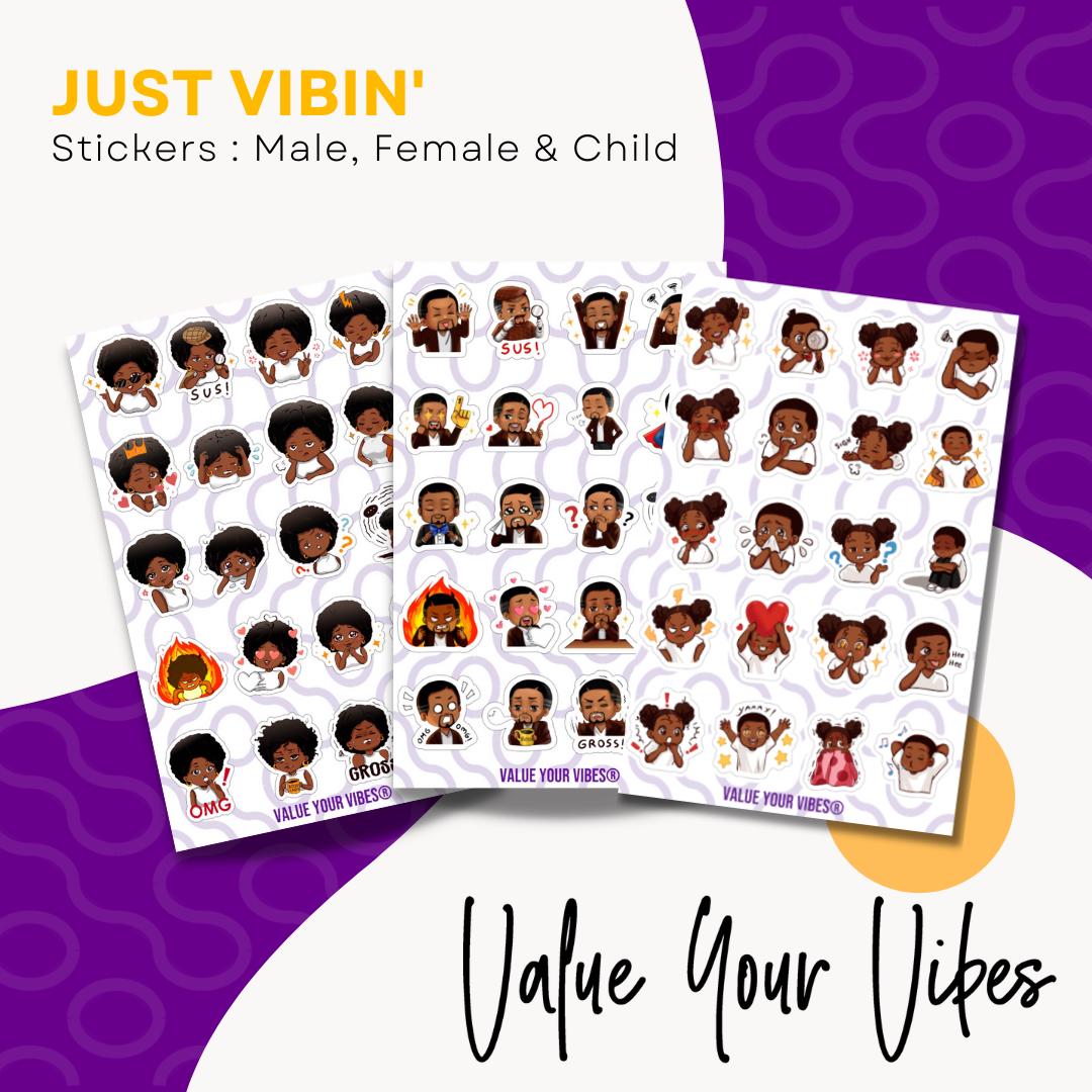Just Vibin' Stickers - 5-Sheet Pack