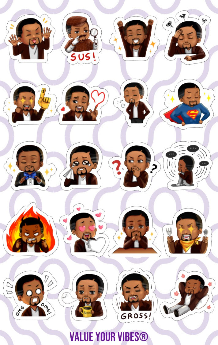 Value Your Vibes - Black Emotions and Feelings Chart Stickers - Just Vibin' Stickers